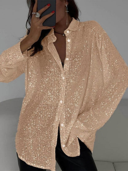 Long Sleeve Cardigan Sequins Design Shirts