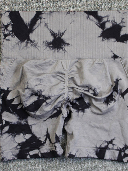 Seamless Tie-dye High-waisted, Tummy-flattening, And Butt-lifting Yoga Shorts