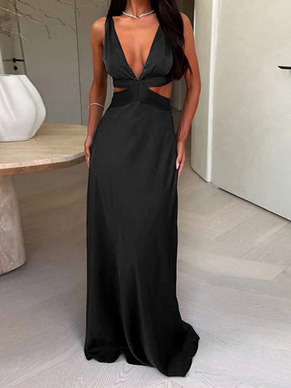 Halter Hollow V-neck Formal Dress Maxi Dresses