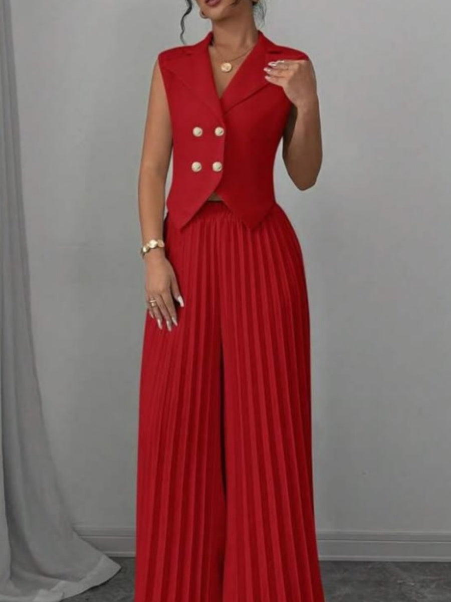 Pleated Pants Vest Grace Commuting Set 2-piece Sets