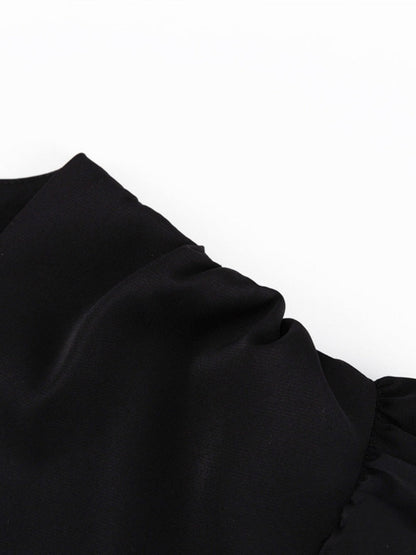 V-neck Flared Sleeves Waist Mini&Short Dresses