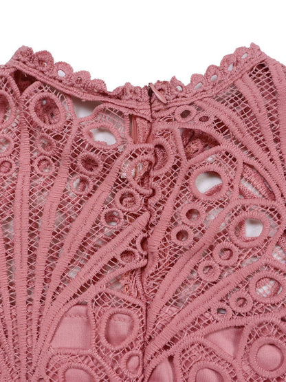 Short Sleeve Trim Lace Belts Mini&Short Dresses