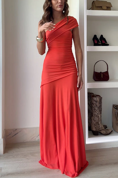 Off Shoulder Ruched Flare Maxi Dress(in 9 Colors!)