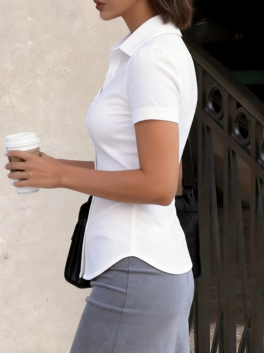 Cropped Slim-fit Profession Waist Shirts
