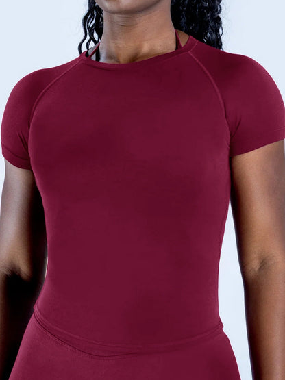 Seamless Quick-drying Moisture-wicking Exercise And Fitness Yoga Short-sleeved T-shirt