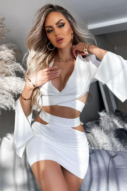 Cut Out Blazer Top + Mini Skirt Set