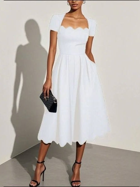 Floral Print Square Neck Midi Dress