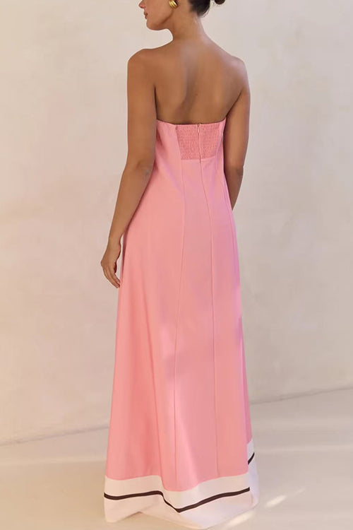 Margovil Strapless Color Block Loose Fit Maxi Dress