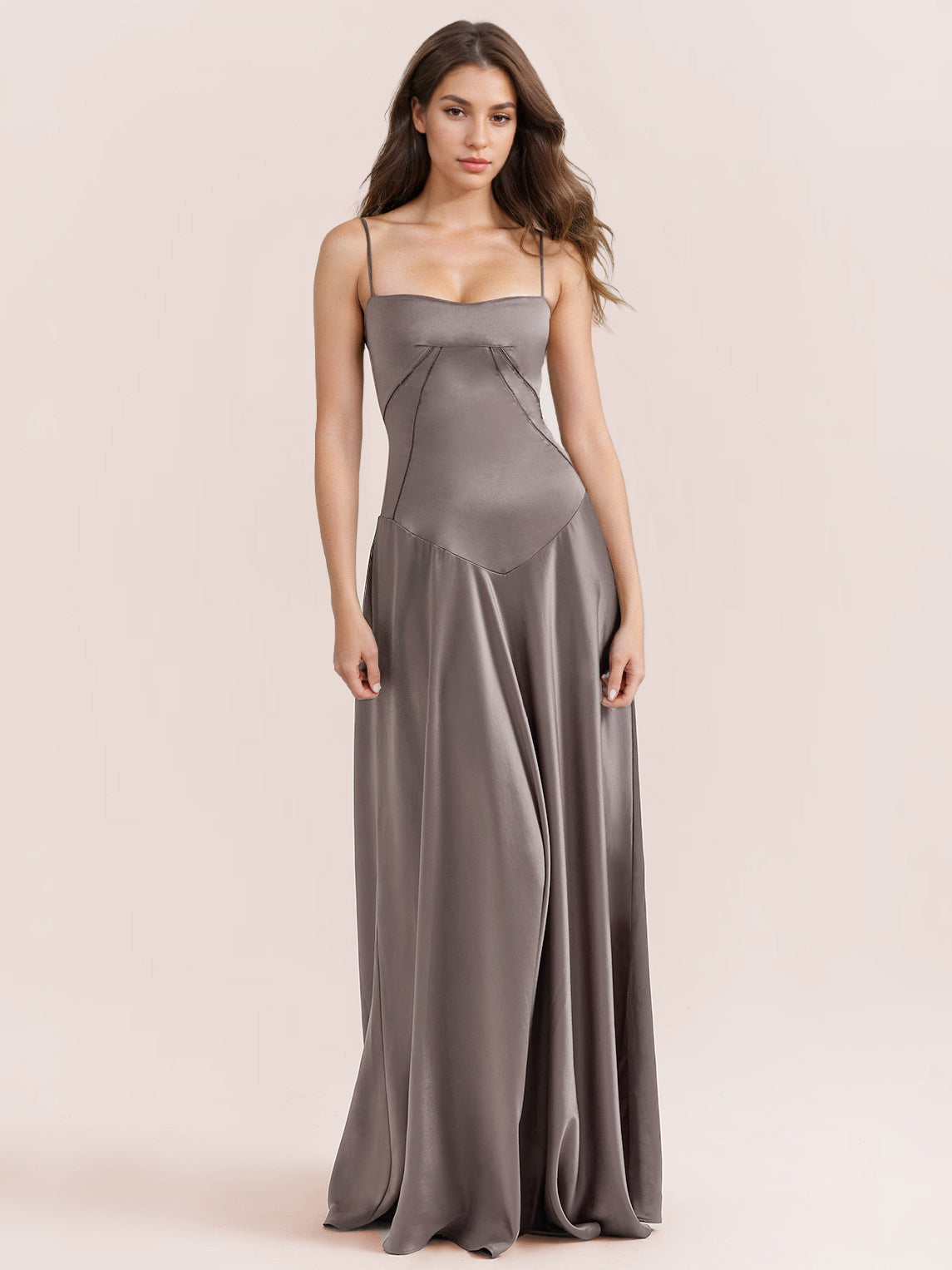 Corest Maxi Dress Adjustable Spaghetti Straps Backless Lace Up Prom Dresses