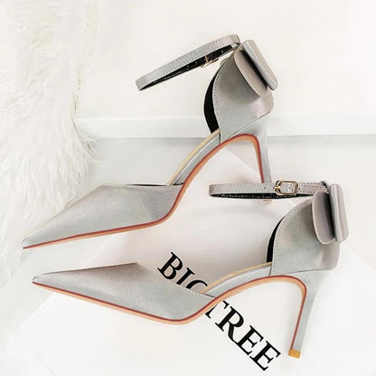 Satin Bow-knot High Heels Women Pumps for Sexy Wedding Stiletto Heels