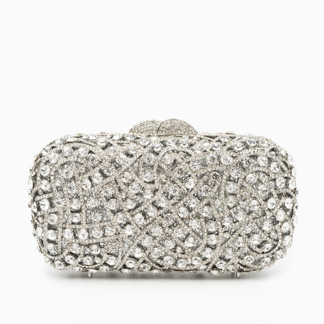 Silver Rhinestones Clutch Bag by Valentina