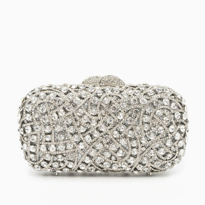 Silver Rhinestones Clutch Bag by Valentina