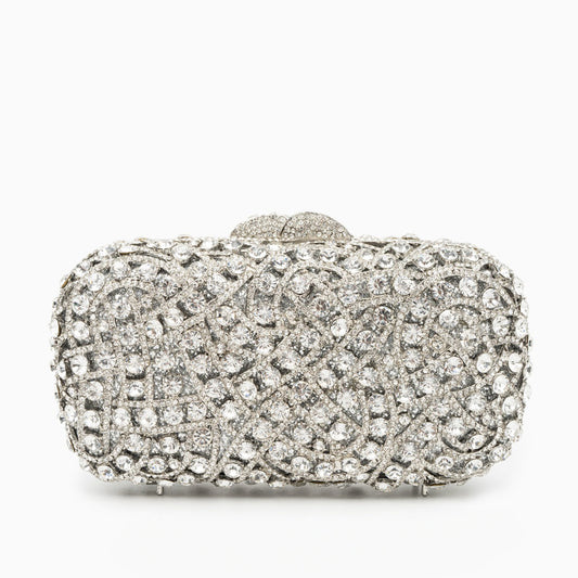 Silver Rhinestones Clutch Bag by Valentina