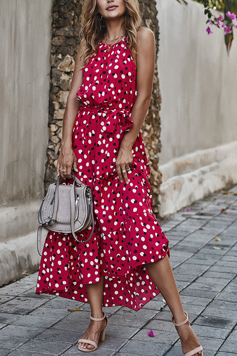 Fashion Street Dot O Neck Printed Dress Dresses(5 Colors)