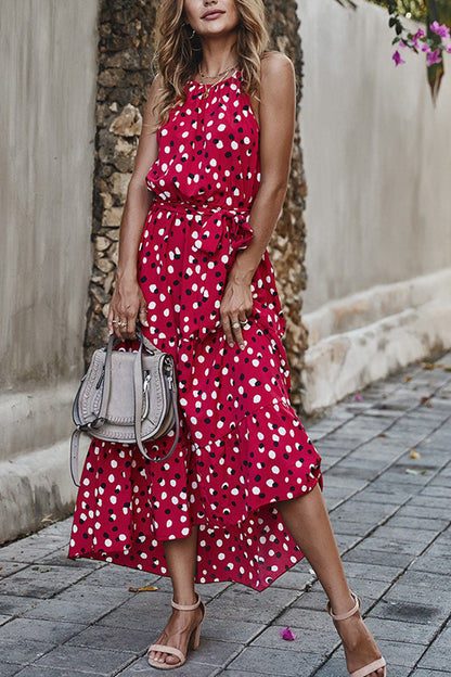 Fashion Street Dot O Neck Printed Dress Dresses(5 Colors)