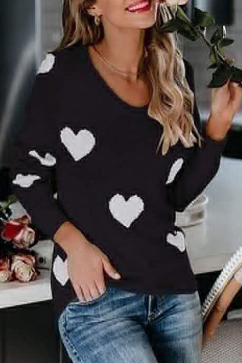 Casual Print Basic V Neck Mid Waist Sweater(5 Colors)