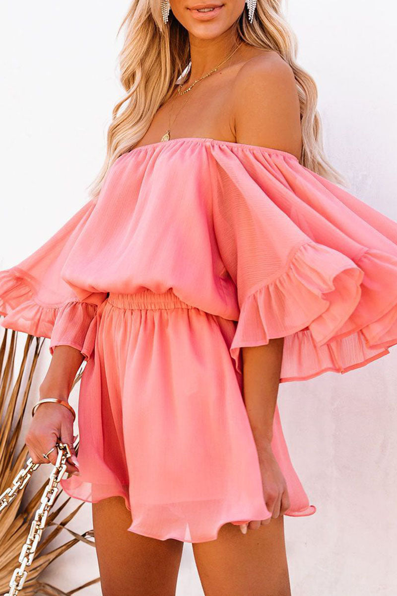 Fashion Casual Solid Patchwork Off the Shoulder Loose Jumpsuits(3 Colors)