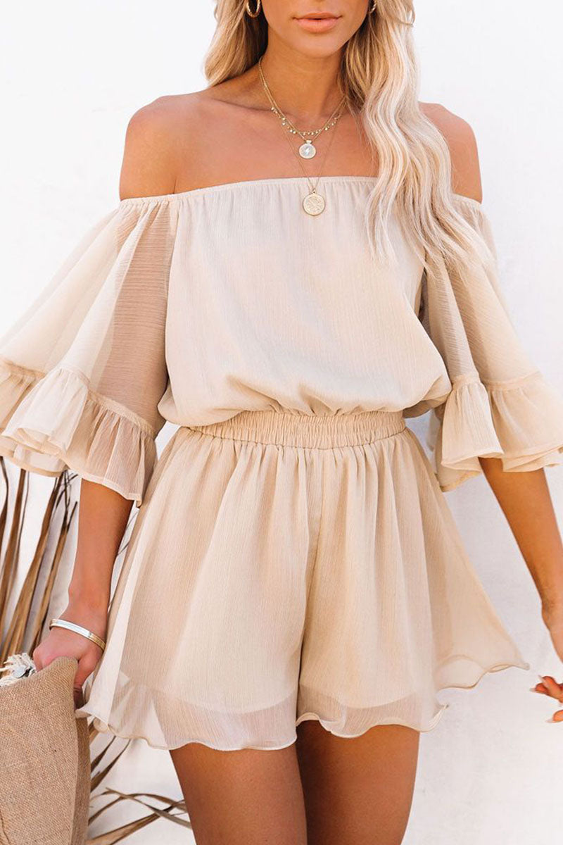 Fashion Casual Solid Patchwork Off the Shoulder Loose Jumpsuits(3 Colors)