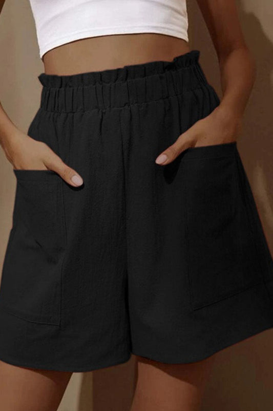 Fashion Casual Solid Pocket Loose High Waist Wide Leg Bottoms(5 Colors)
