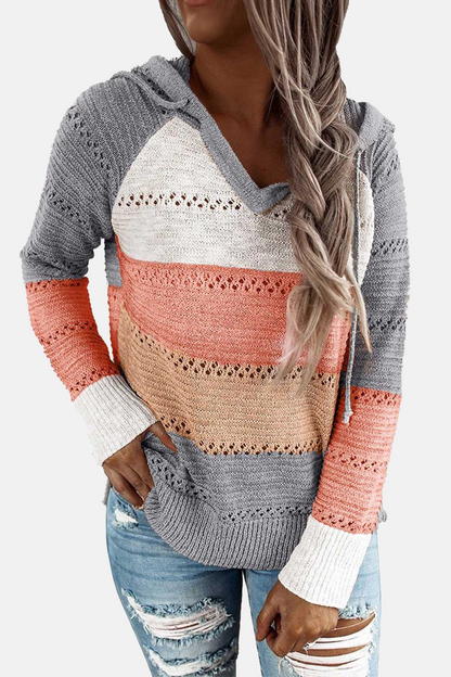 Street Color Lump Hollowed Out Hooded Collar Tops(10 Colors)