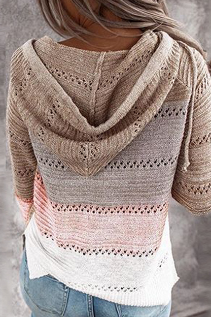 Street Color Lump Hollowed Out Hooded Collar Tops(10 Colors)