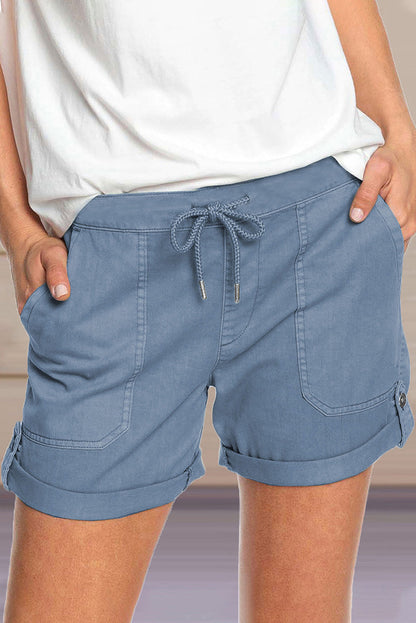 Casual Solid Pocket Straight Solid Color Bottoms(8 Colors)
