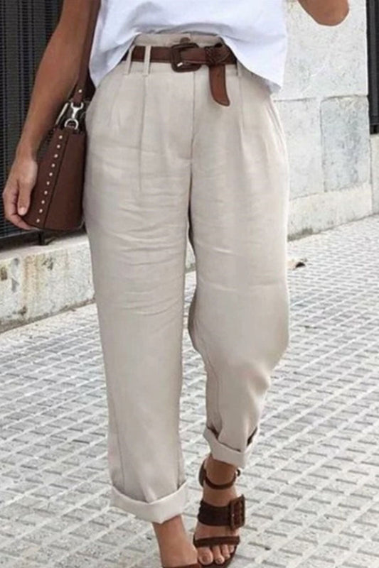 Fashion Casual Solid Straight High Waist Bottoms(4 Colors)