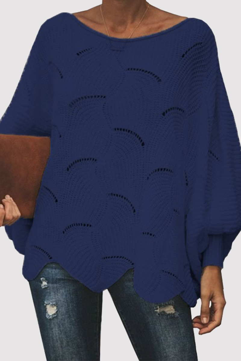 Fashion Elegant Solid Hollowed Out Patchwork O Neck Sweaters(7 Colors)
