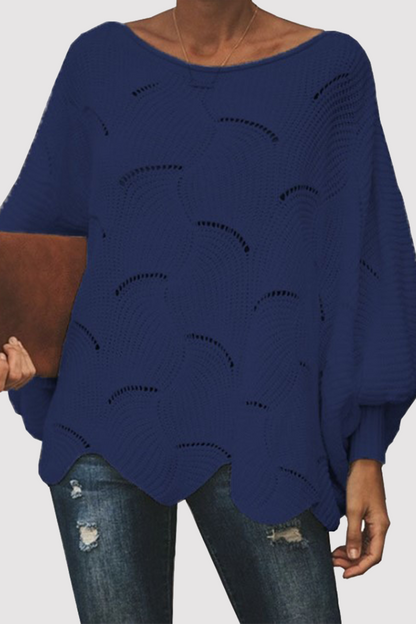 Fashion Elegant Solid Hollowed Out Patchwork O Neck Sweaters(7 Colors)