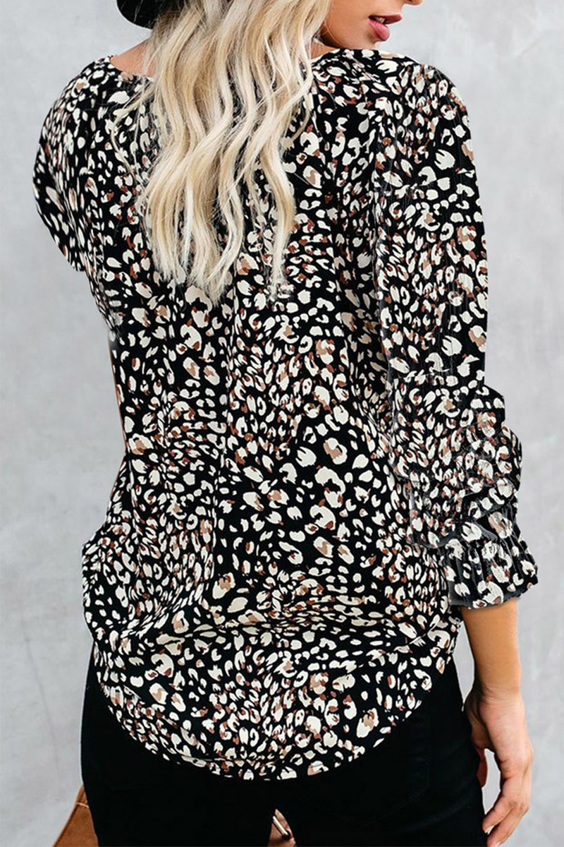 Casual Elegant Print Patchwork Frenulum V Neck Tops(7 Colors)