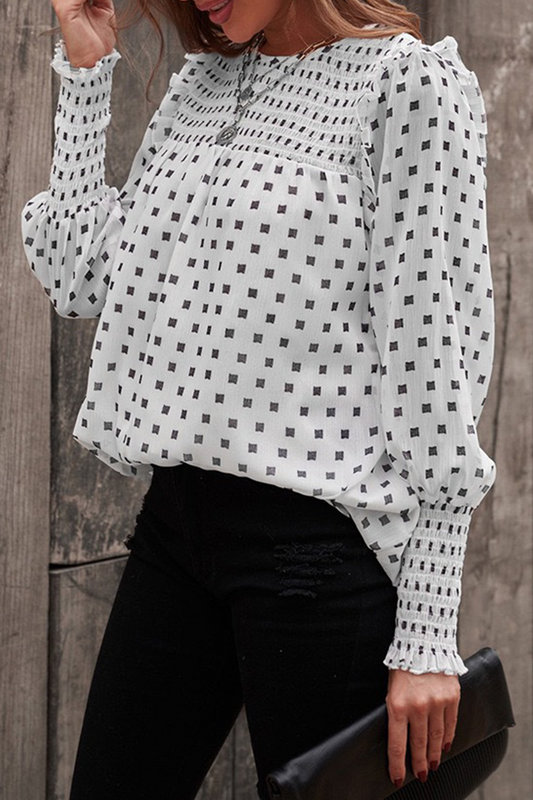 Casual Elegant Print Stringy Selvedge O Neck Tops(4 Colors)