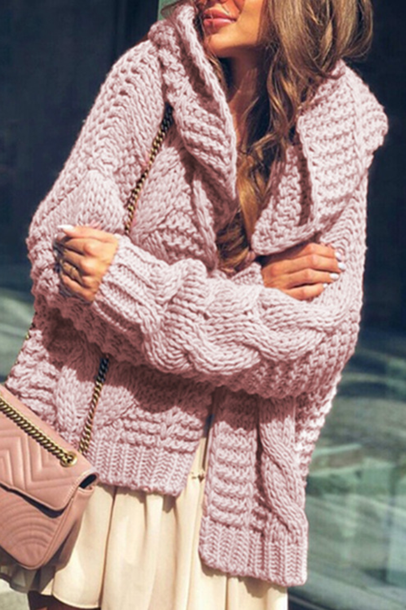 Casual Solid Split Joint Hooded Collar Tops