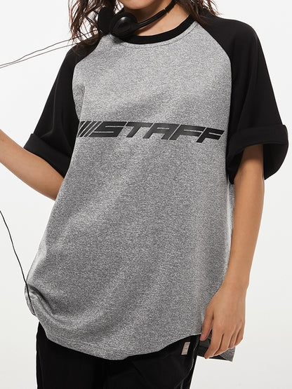 Letter Print Raglan Oversized Short Sleeve Tee