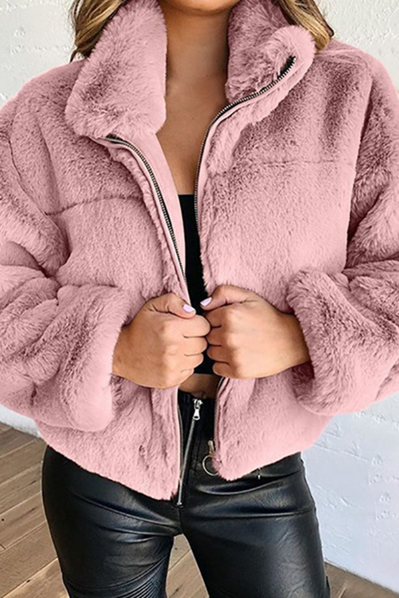 Fashion Street Solid Split Joint Mandarin Collar Outerwear