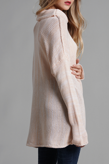 Casual Solid Split Joint Turtleneck Tops Sweater