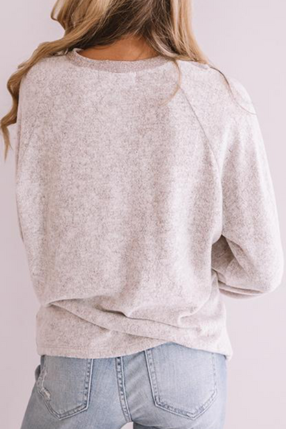 Casual Patchwork Buckle  Contrast O Neck Tops