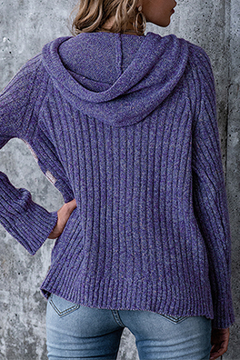 Casual Patchwork Draw String  Contrast Hooded Collar Tops