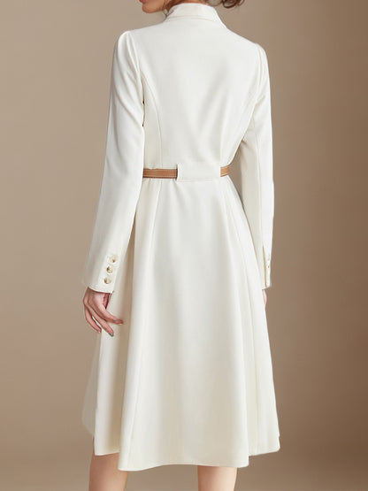 Blazer Dresses Turndown Collar Clothes Sash Long Sleeves Women's Clothing Midi Dress