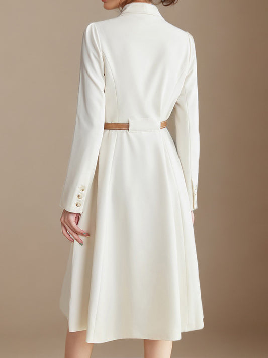 Blazer Dresses Turndown Collar Clothes Sash Long Sleeves Women's Clothing Midi Dress