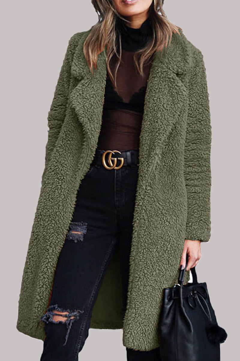 Fashion Street Solid Draw String Turndown Collar Outerwear(6 Colors)
