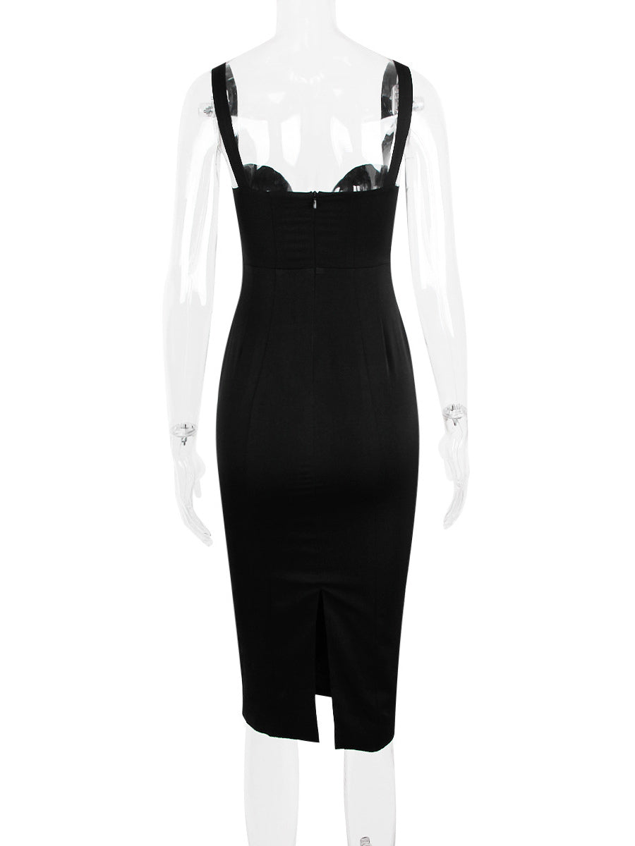 Bodycon Dresses Wide Strap Backless Back Slit Sexy Party Midi Dresses