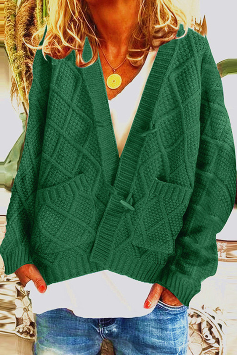 Casual Street Solid Patchwork V Neck Cardigans(5 Colors)