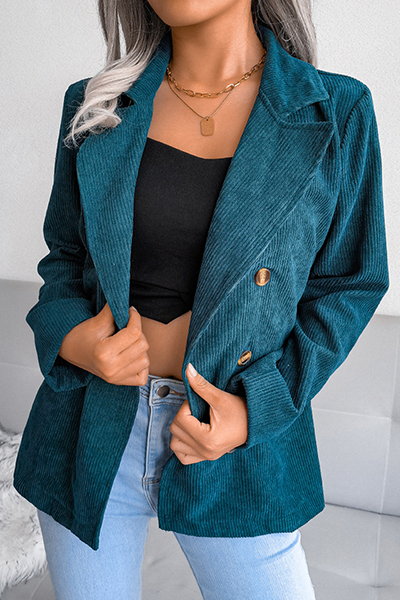 Casual Solid Buckle Turn-back Collar Outerwear(3 Colors)
