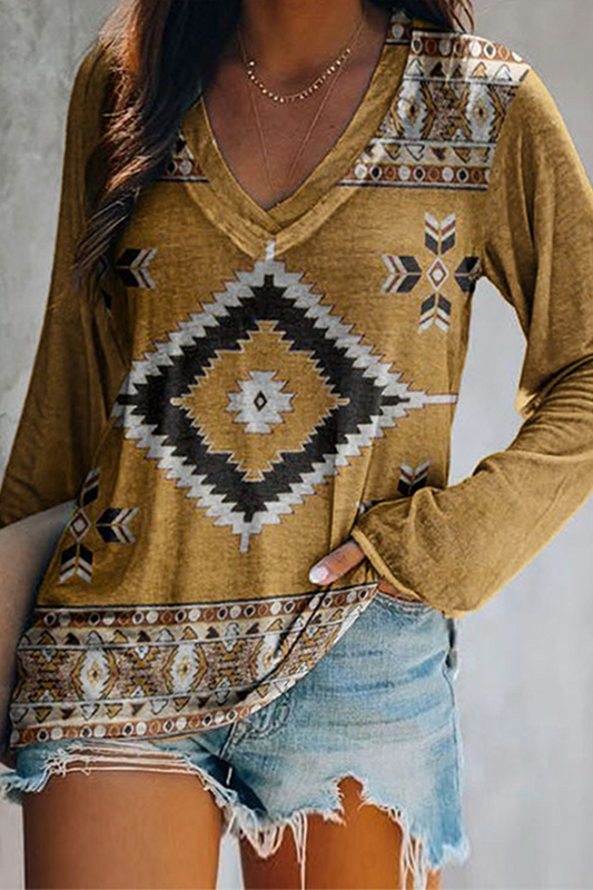 Casual Print Basic V Neck Tops(8 Colors)