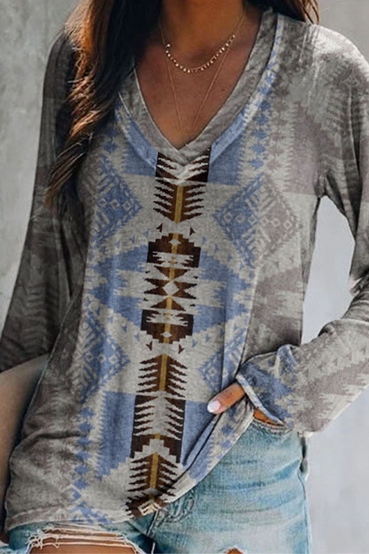 Casual Print Basic V Neck Tops(8 Colors)