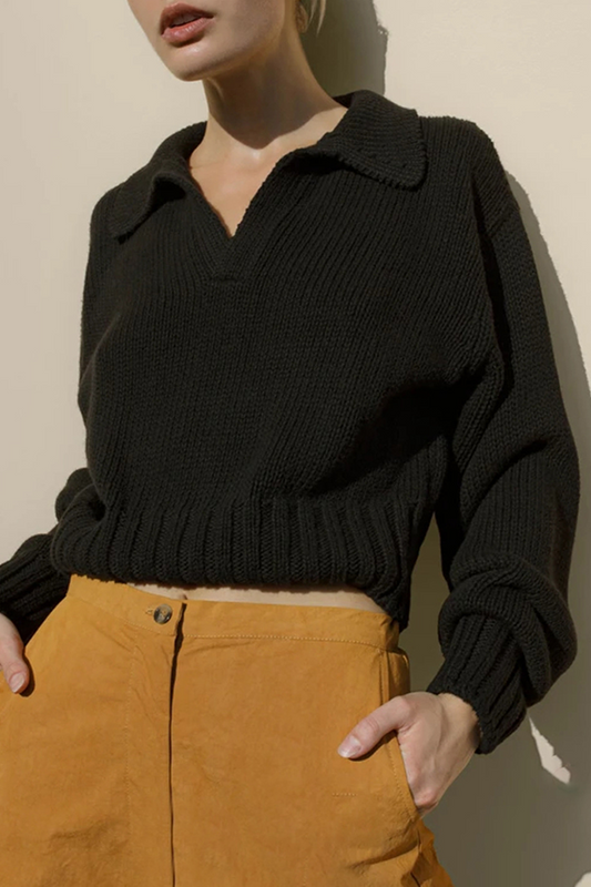 Casual Solid Patchwork Turndown Collar Sweaters(4 Colors)