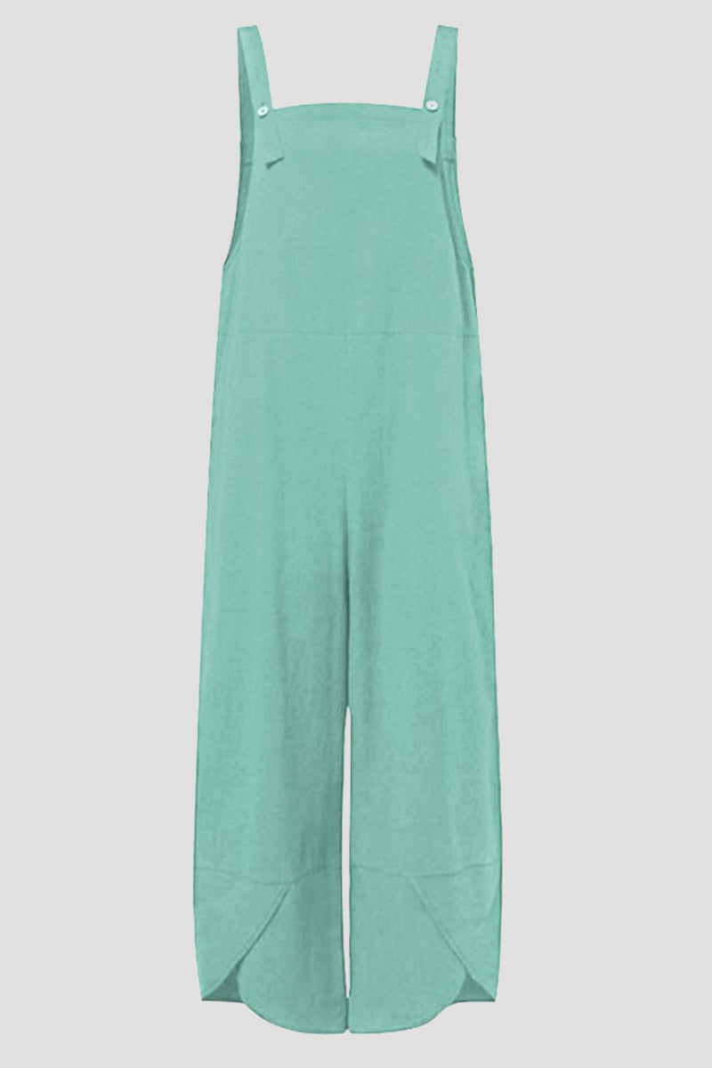 Casual Solid Buttons Capris Loose Jumpsuits(8 Colors)