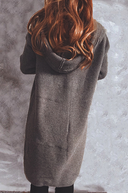Casual Solid Buttons Basic Hooded Collar Outerwear Sweater(9 Colors)