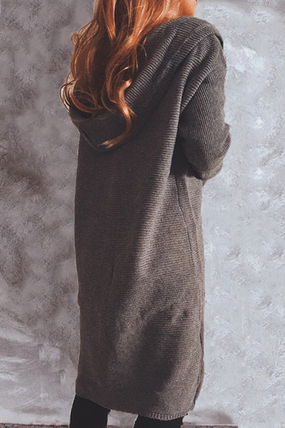 Casual Solid Buttons Basic Hooded Collar Outerwear Sweater(9 Colors)