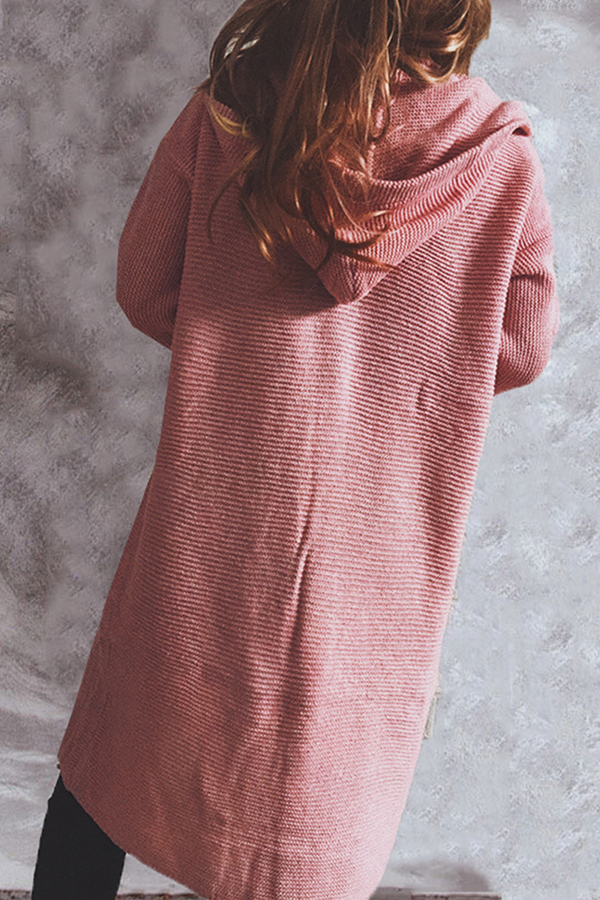 Casual Solid Buttons Basic Hooded Collar Outerwear Sweater(9 Colors)